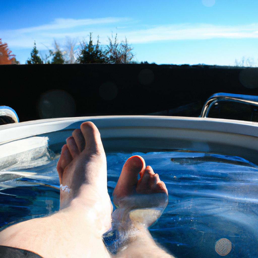 Person relaxing in hot tub